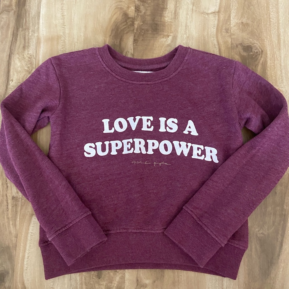 Spiritual Gangster Kids Size 6 Love Is A Superpower Sweatshirt - Picture 1 of 4